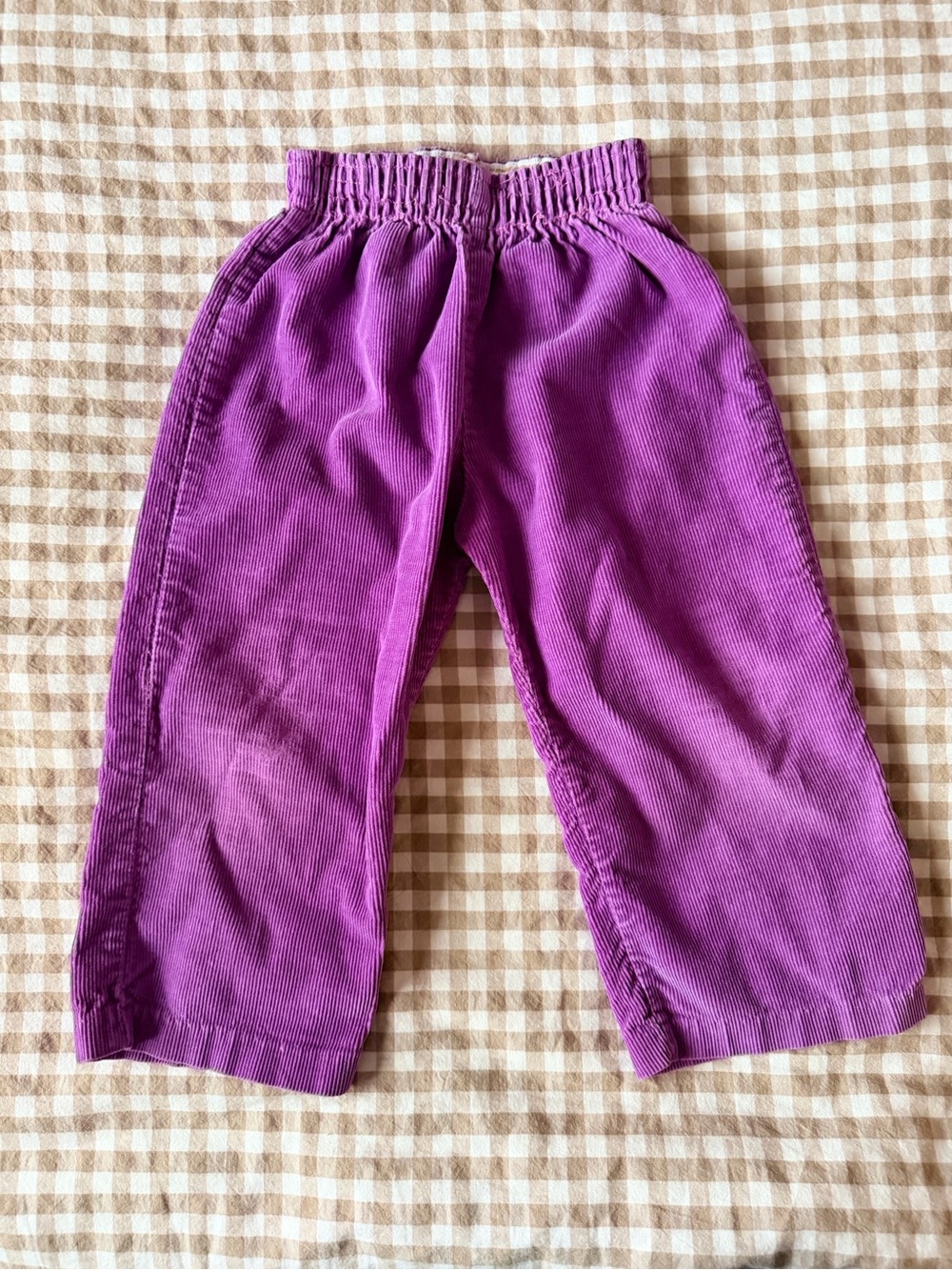 Vintage Kids Purple Corduroy Elastic-Waist Pants